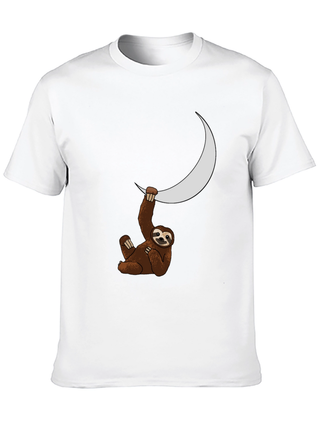 Sloth Moon Graphic Tee - Black Casual T-Shirt