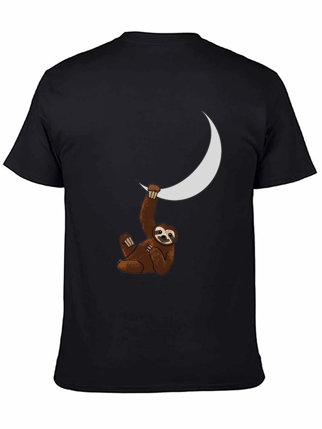 Sloth Moon Graphic Tee - Black Casual T-Shirt