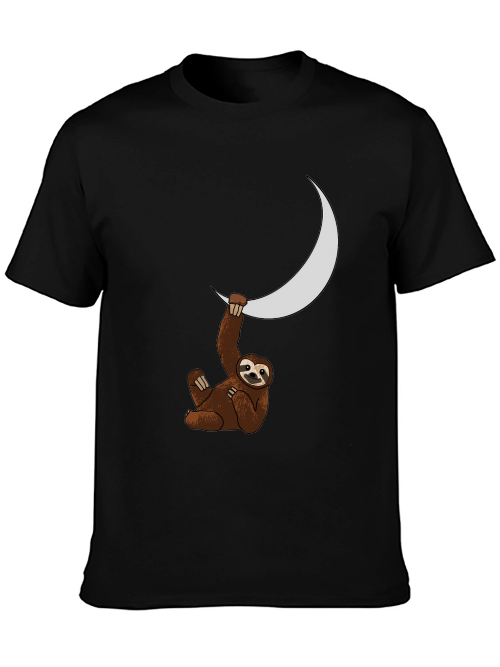Sloth Moon Graphic Tee - Black Casual T-Shirt