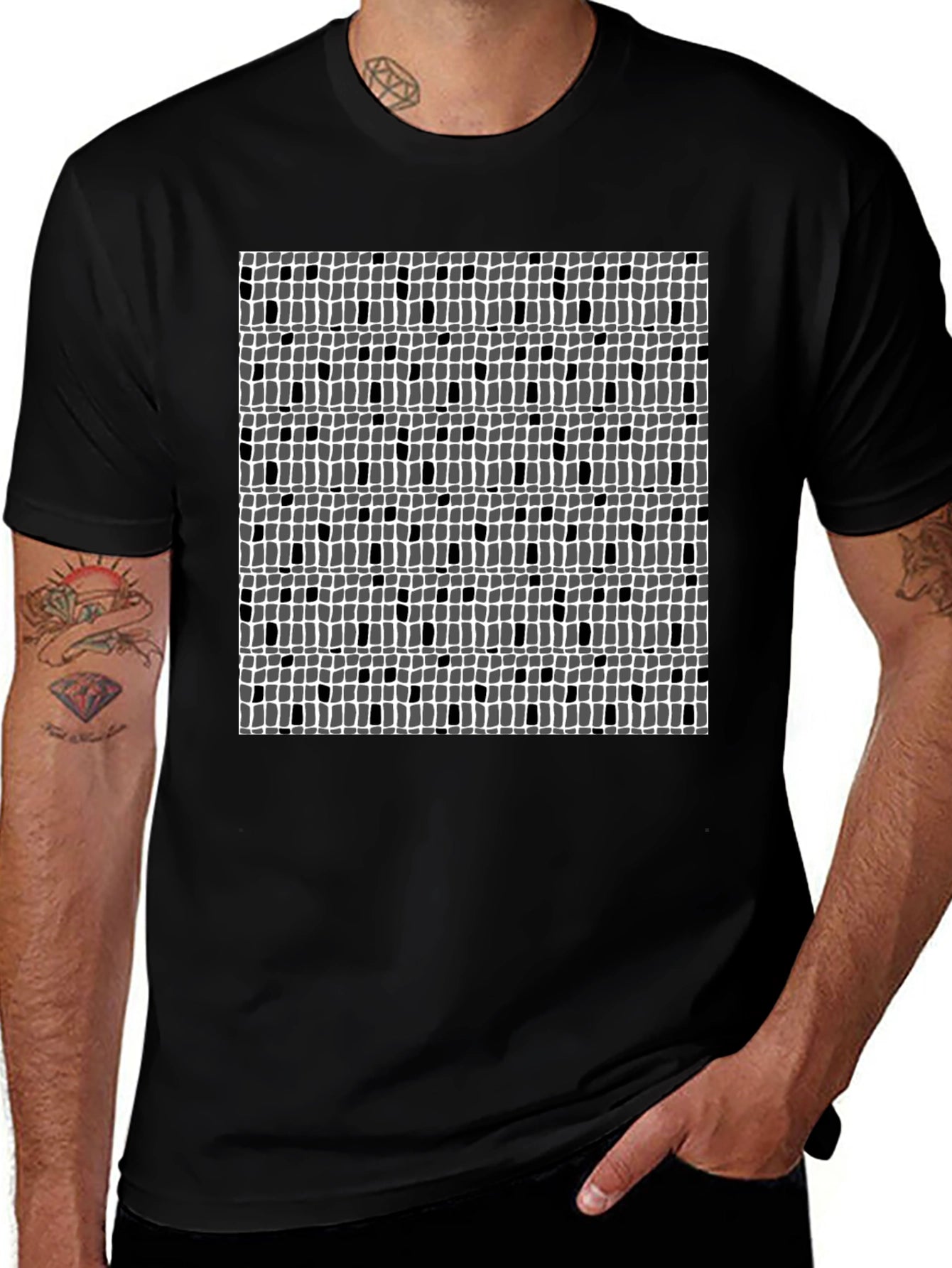 Abstract Pattern Black Tee