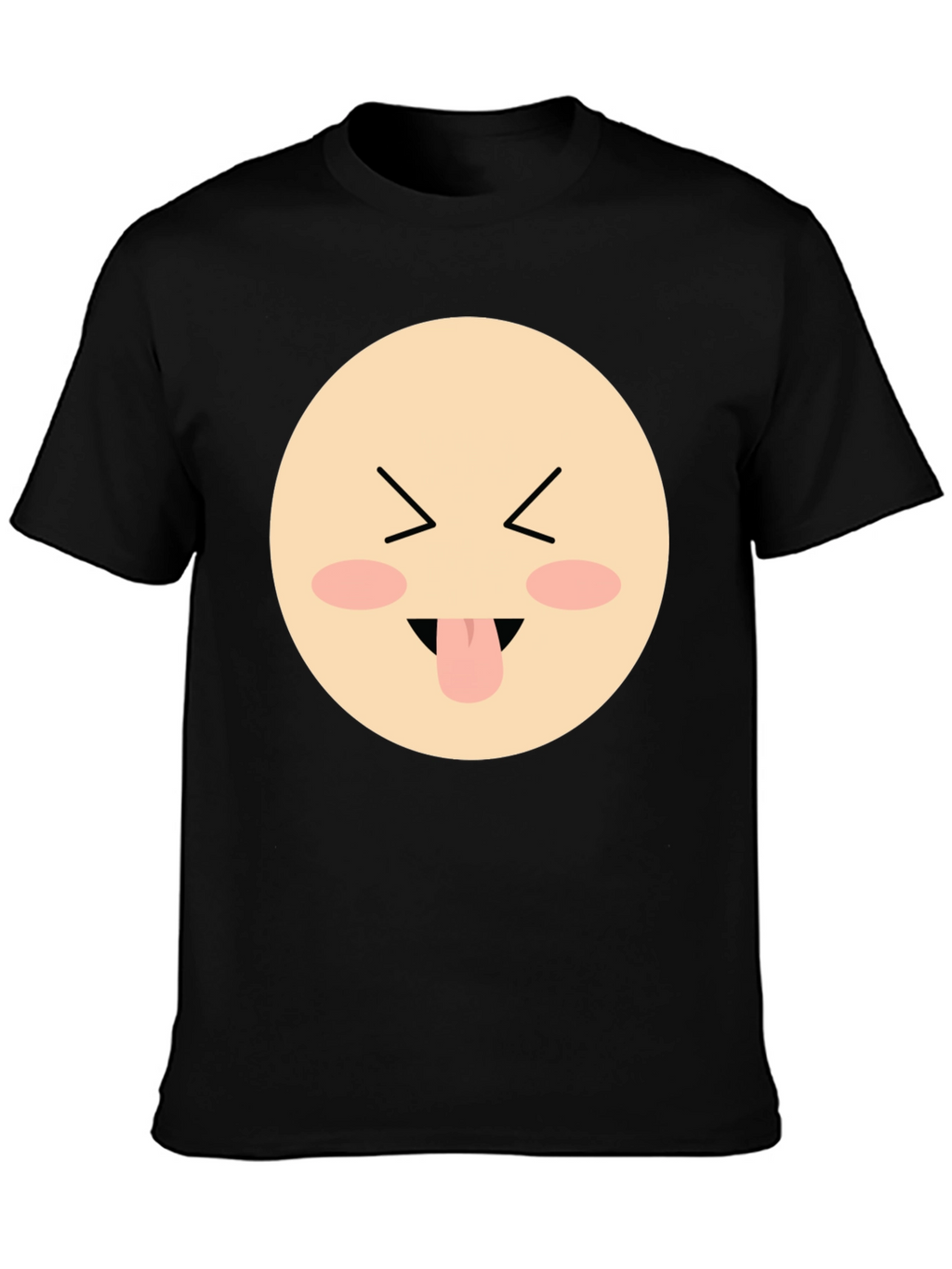 Funny Face Emoji Graphic Black T-Shirt