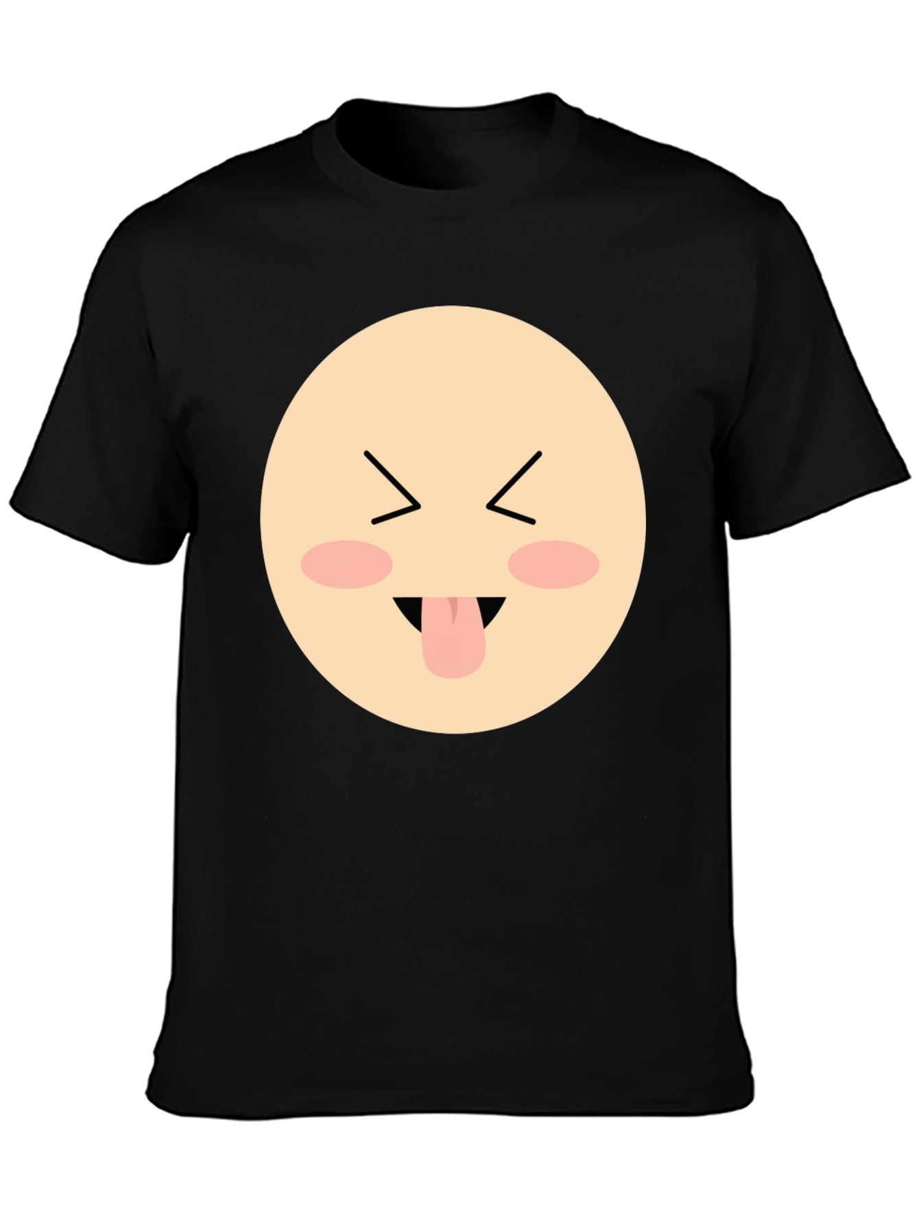 Funny Face Emoji Graphic Black T-Shirt