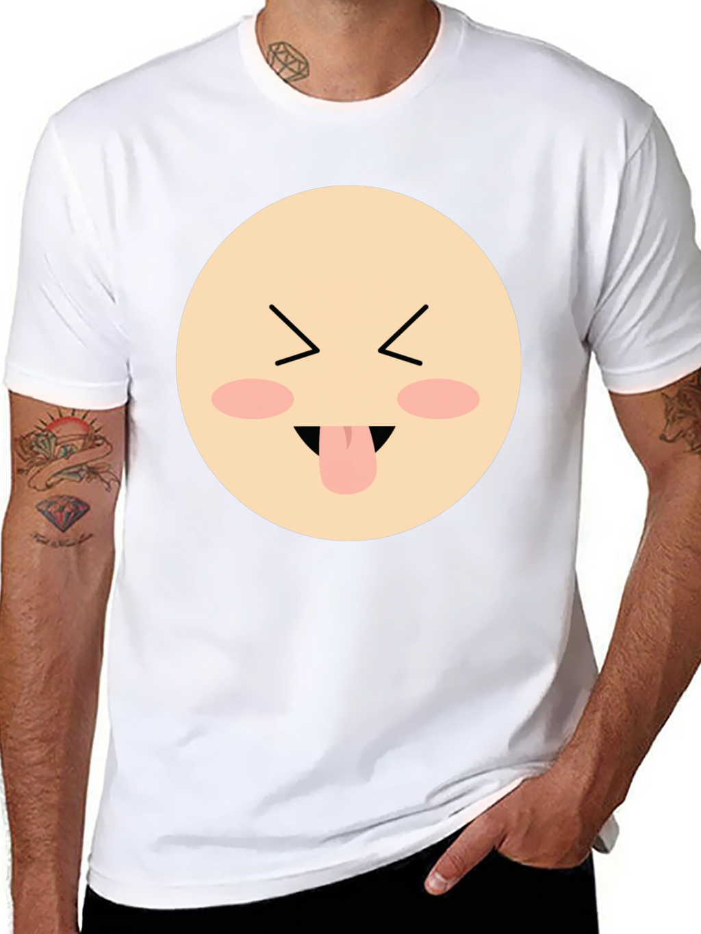 Funny Face Emoji Graphic Black T-Shirt