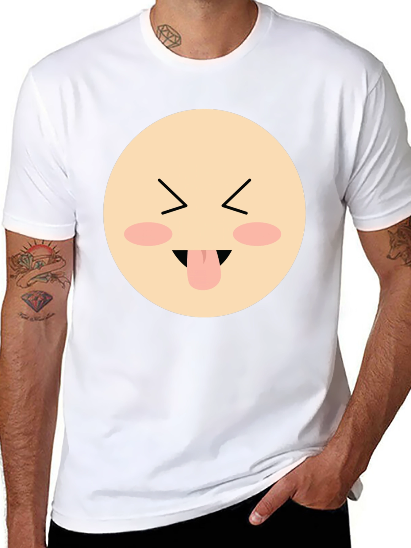 Funny Face Emoji Graphic Black T-Shirt