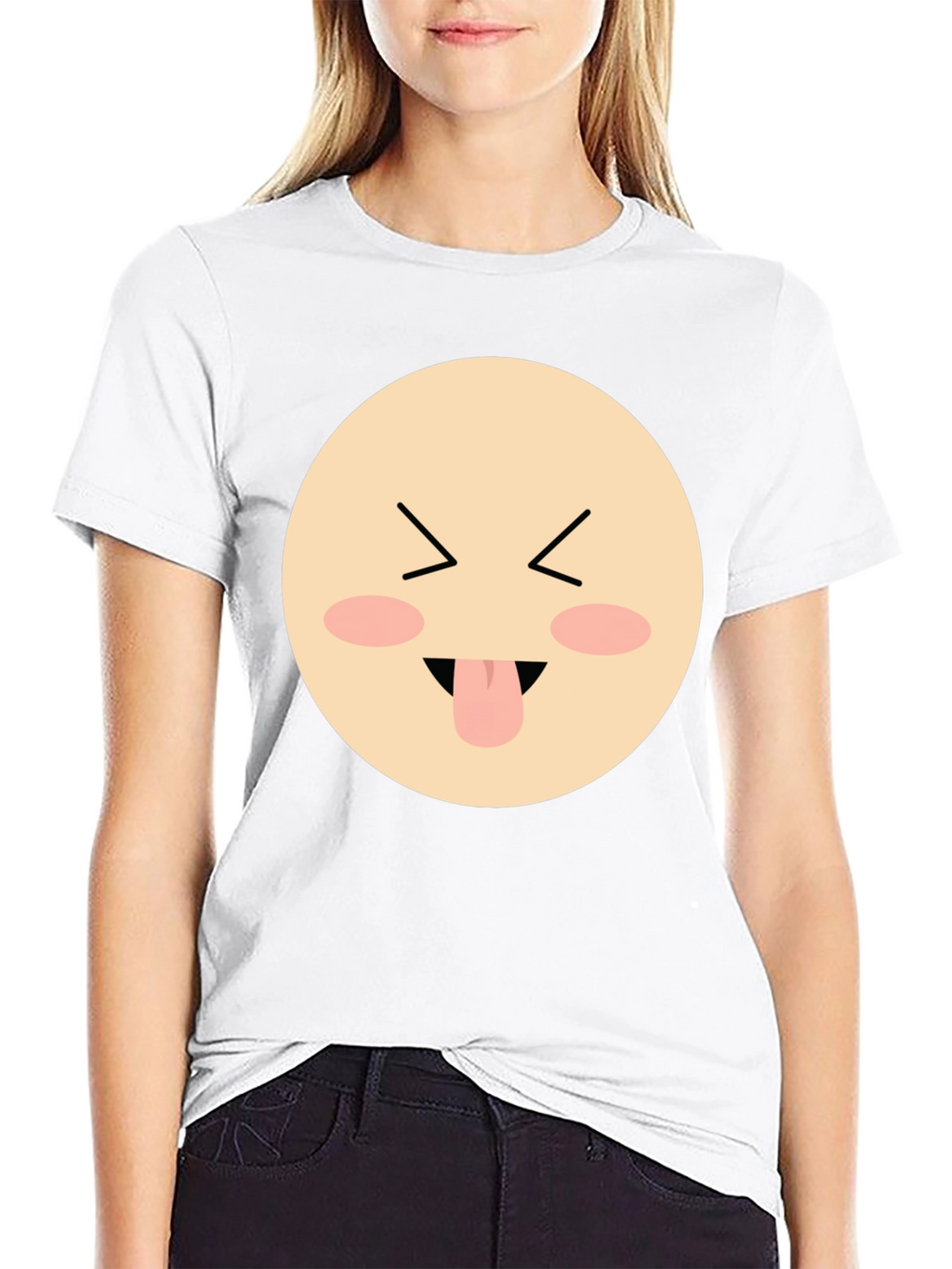 Funny Face Emoji Graphic Black T-Shirt