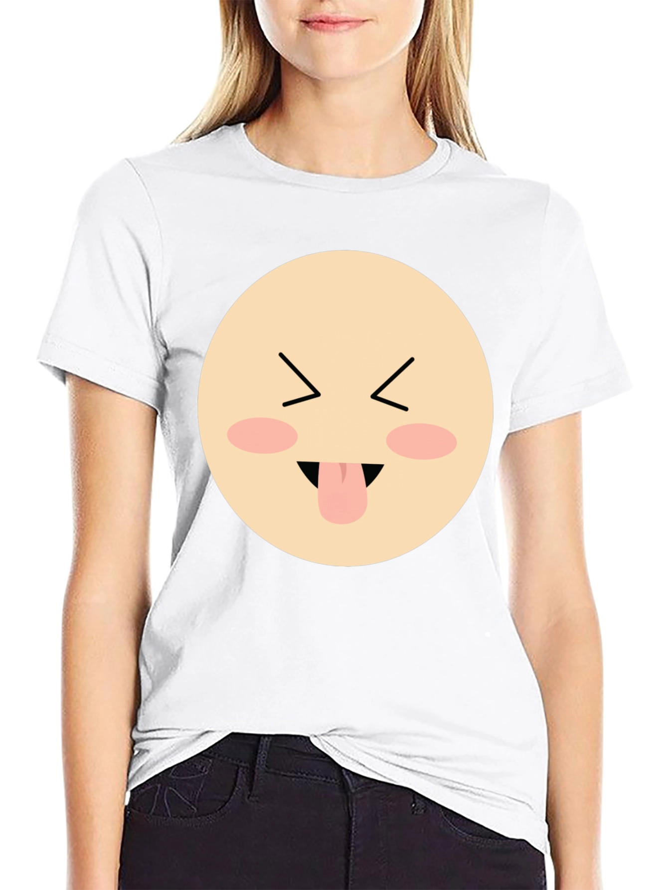 Funny Face Emoji Graphic Black T-Shirt