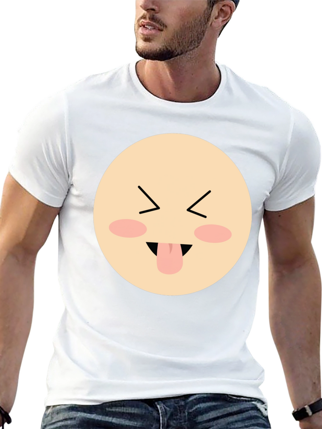 Funny Face Emoji Graphic Black T-Shirt