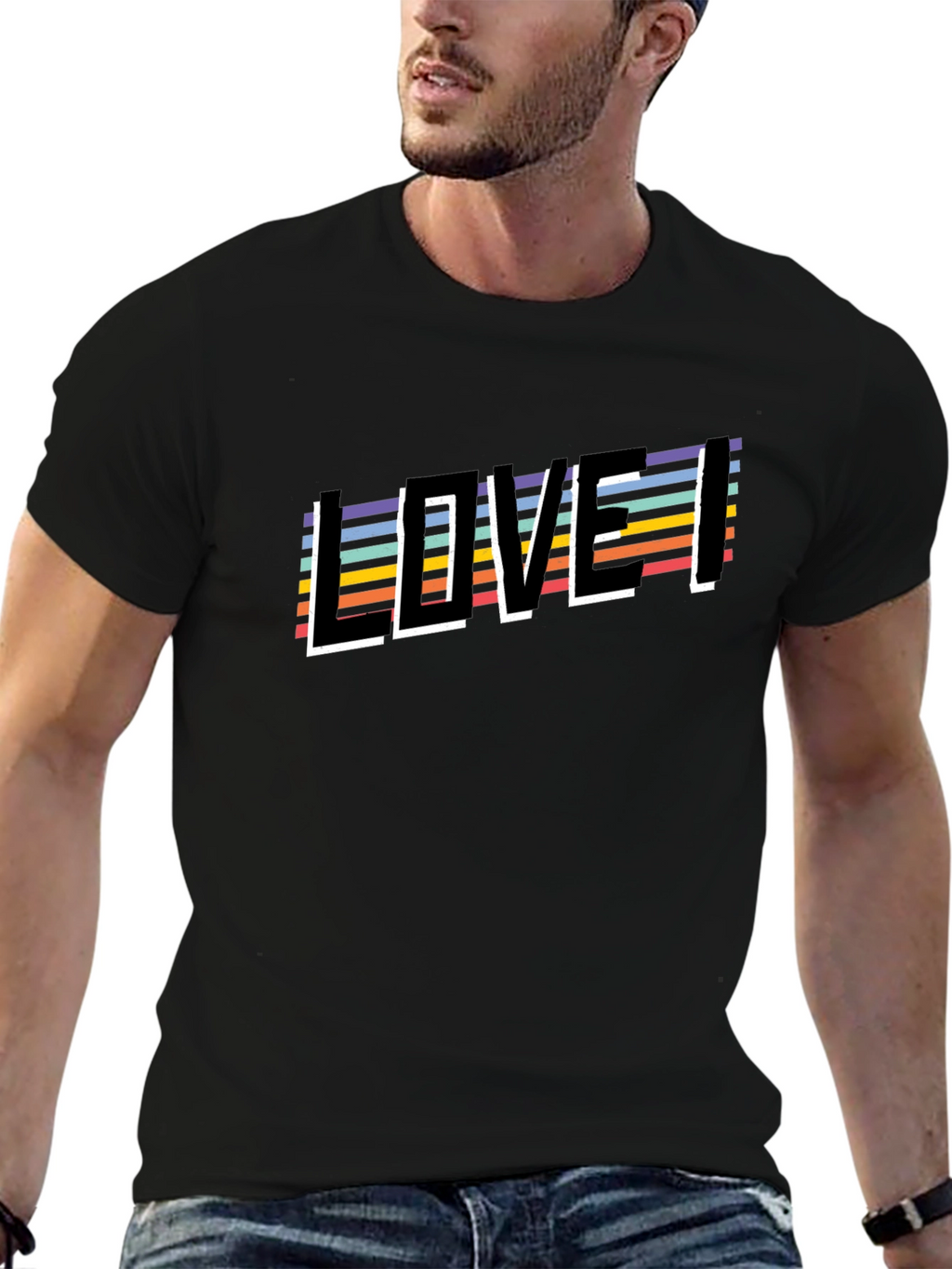 Retro Striped LOVE Graphic Tee - Unisex