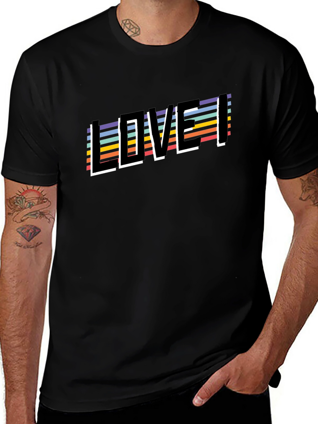 Retro Striped LOVE Graphic Tee - Unisex