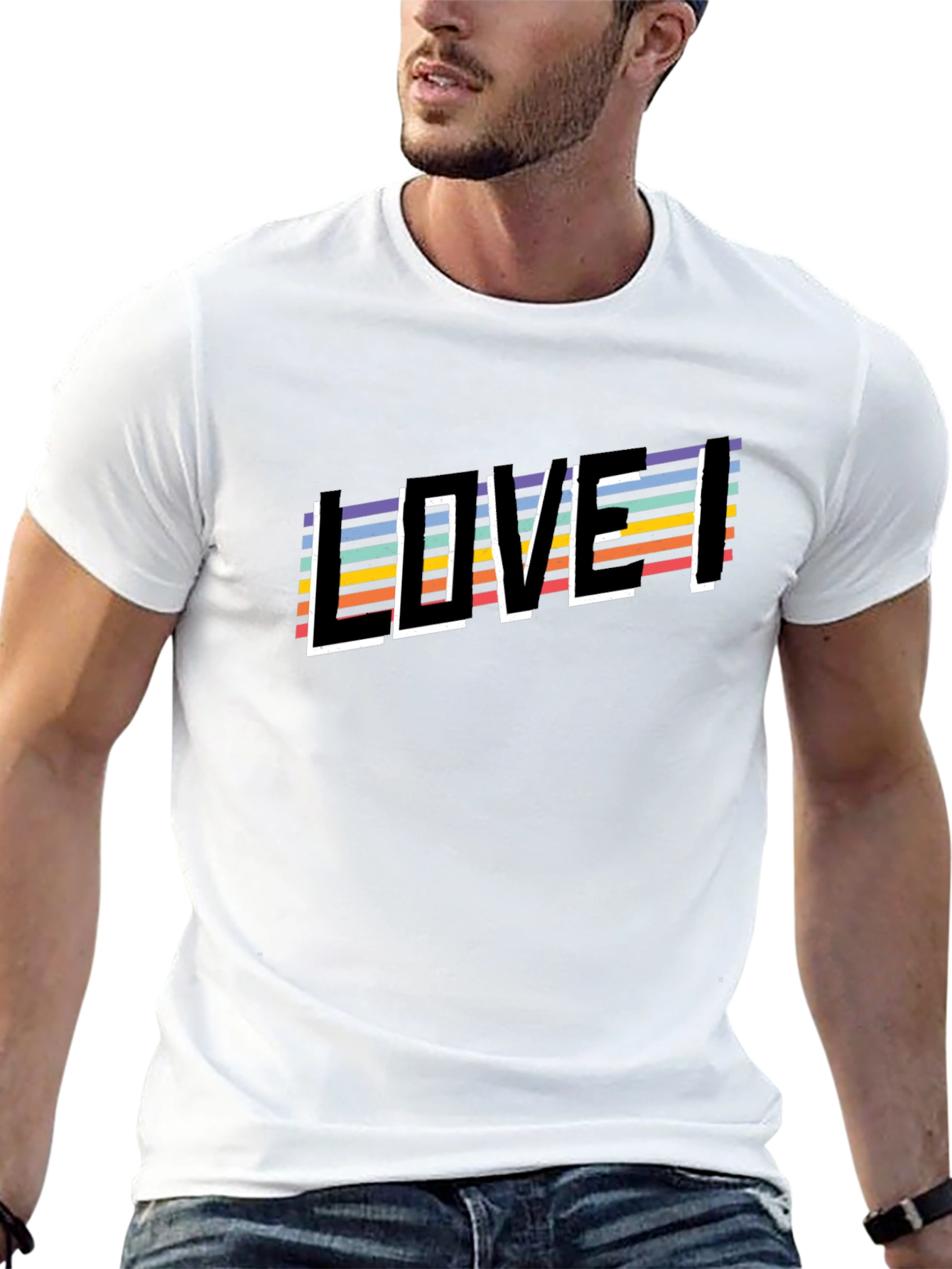 Retro Striped LOVE Graphic Tee - Unisex