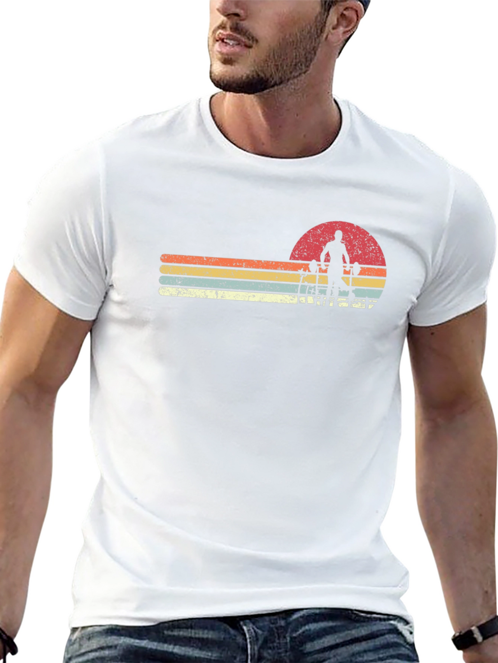 Retro Gym Workout Sunset T-Shirt