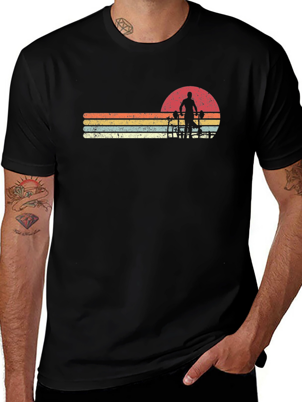 Retro Gym Workout Sunset T-Shirt