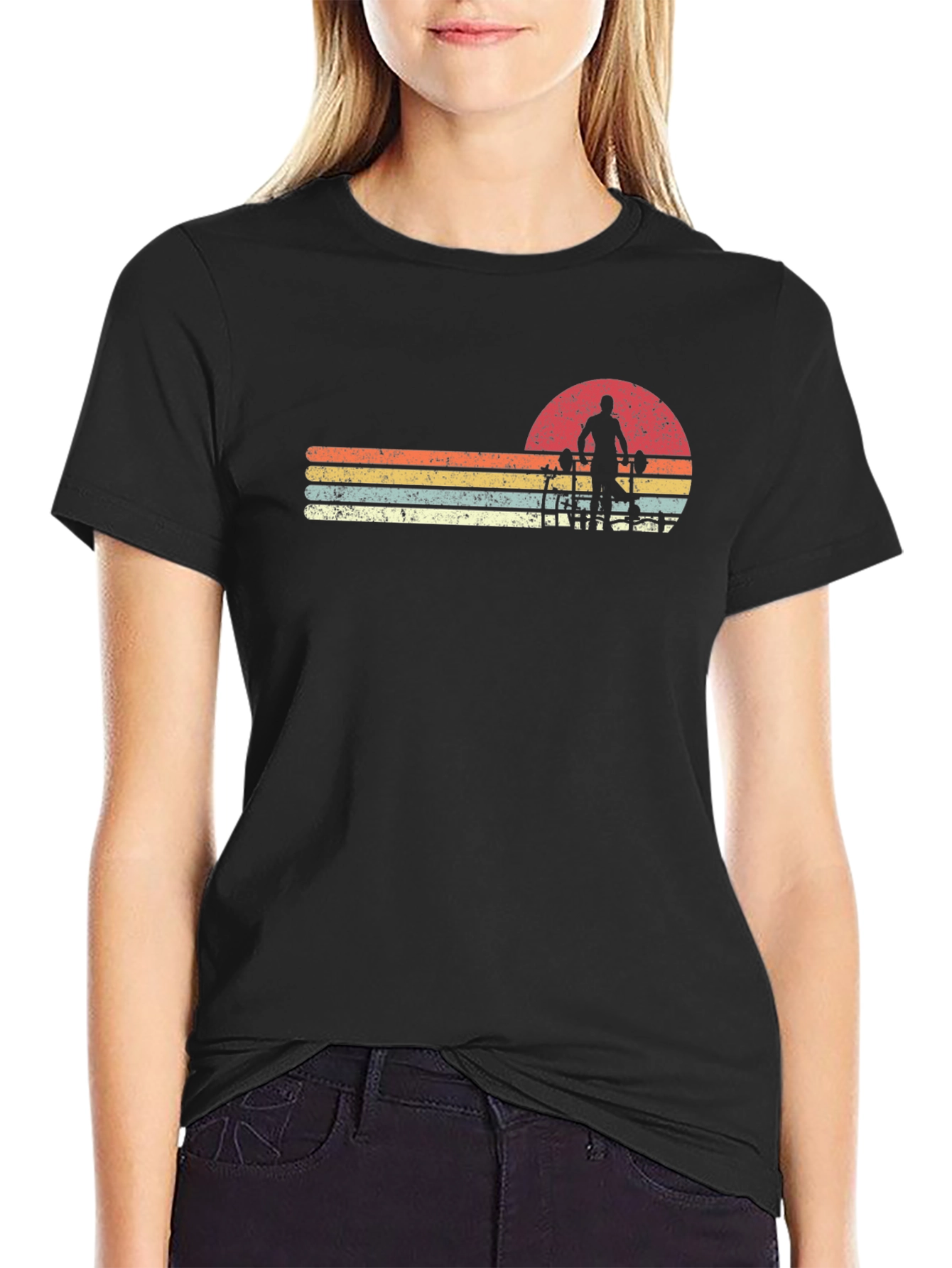 Retro Gym Workout Sunset T-Shirt