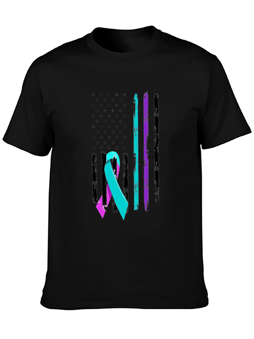 Suicide Awareness Ribbon USA Flag T-Shirt