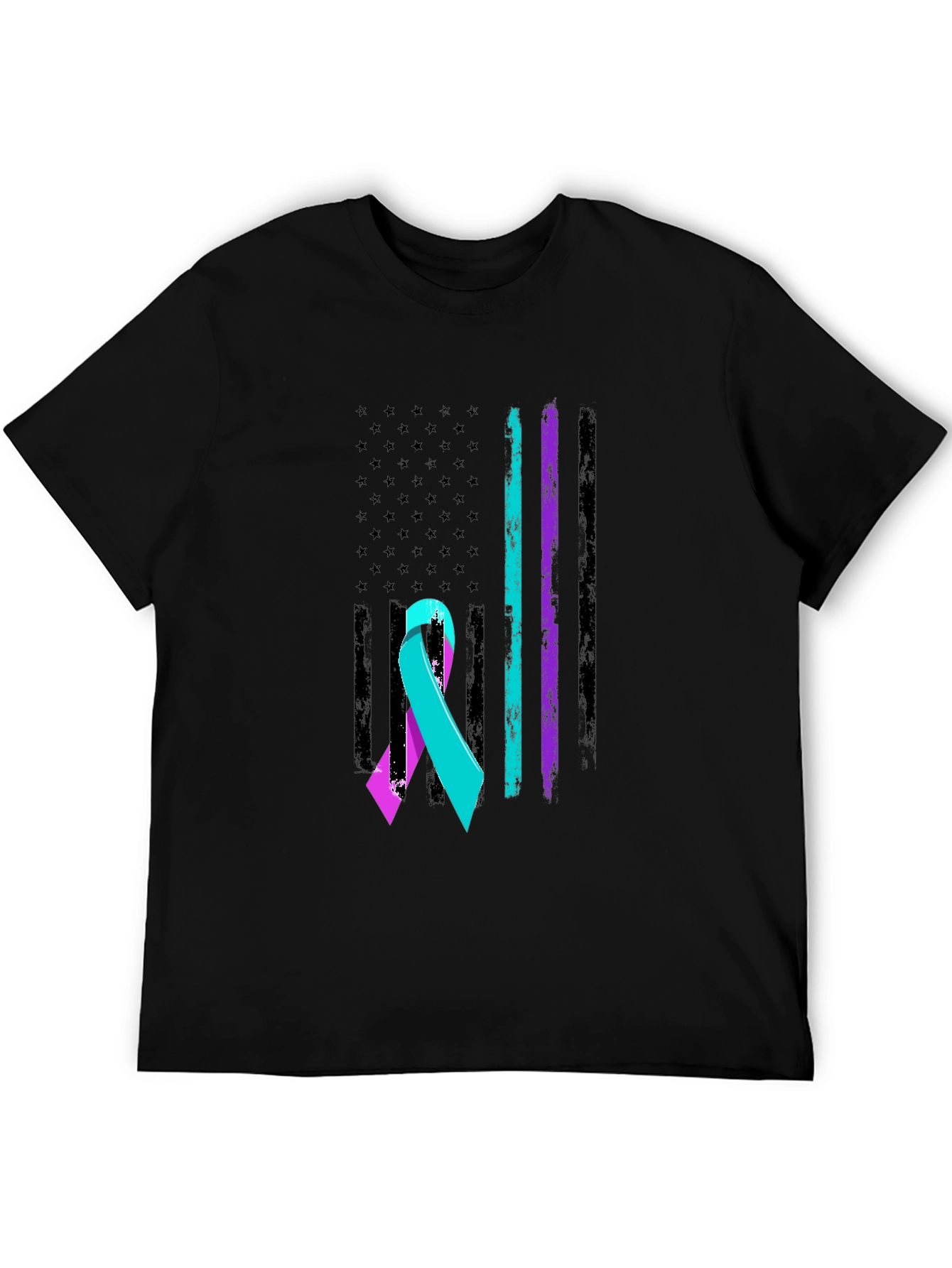 Suicide Awareness Ribbon USA Flag T-Shirt
