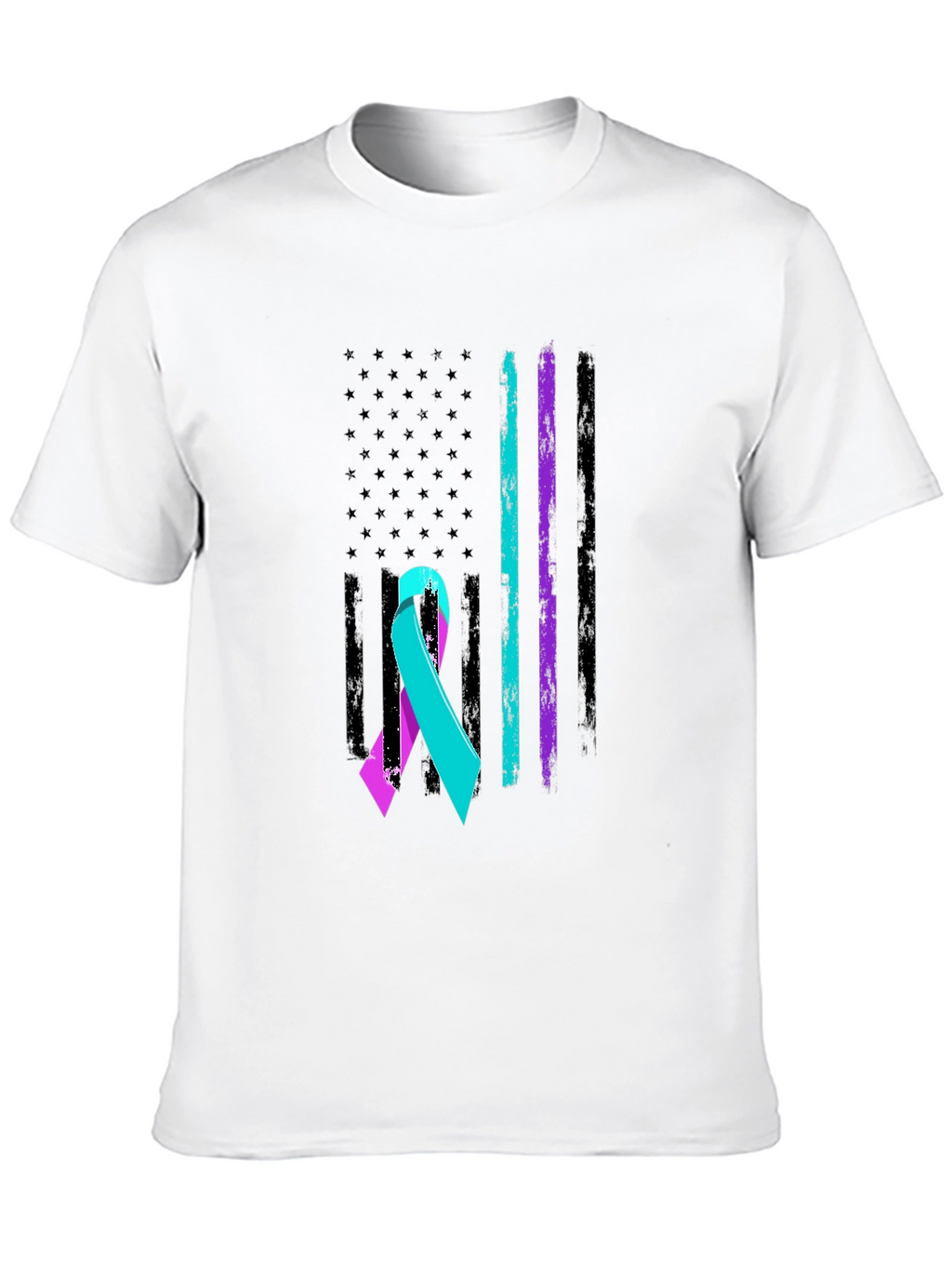 Suicide Awareness Ribbon USA Flag T-Shirt