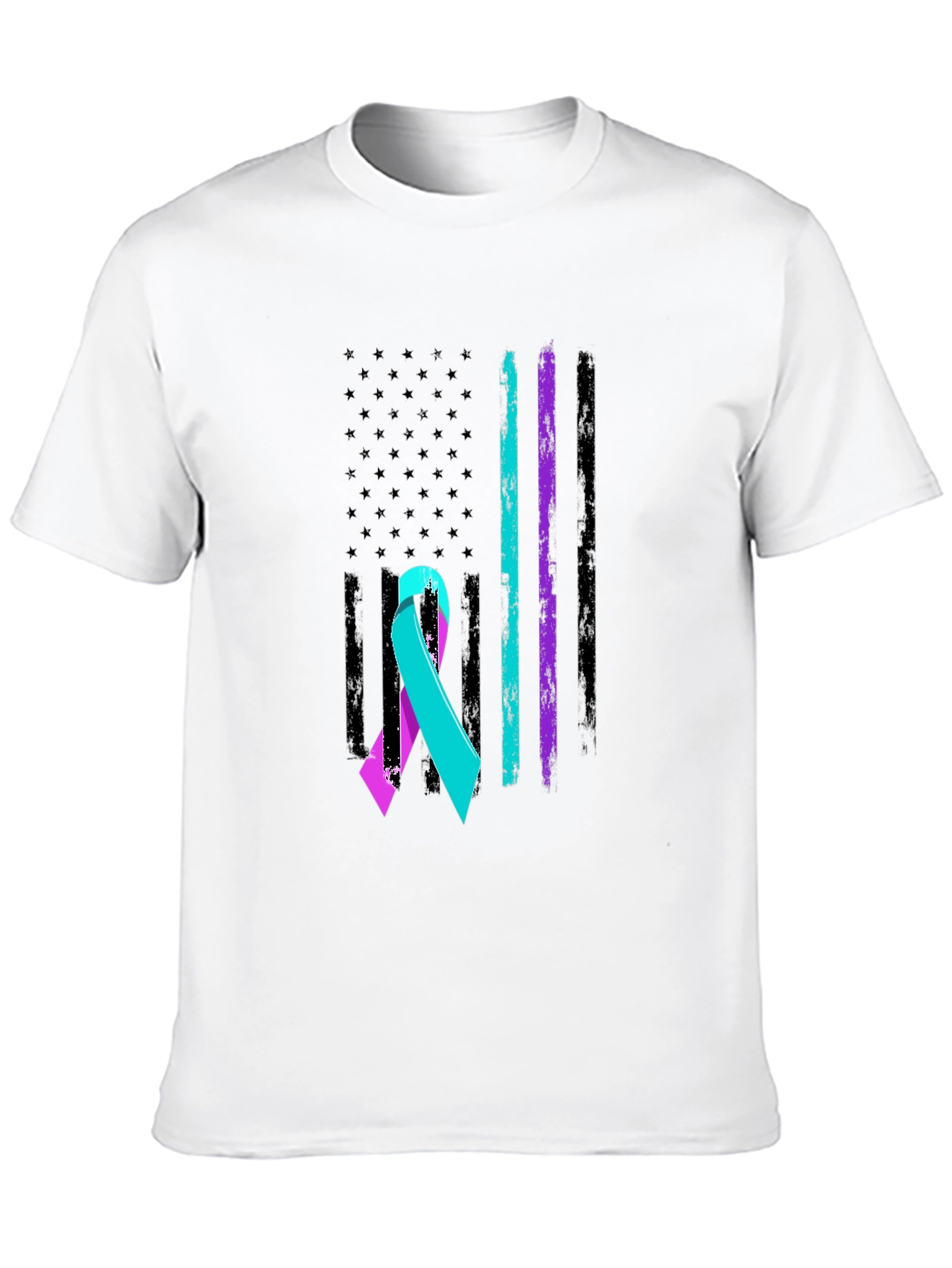 Suicide Awareness Ribbon USA Flag T-Shirt