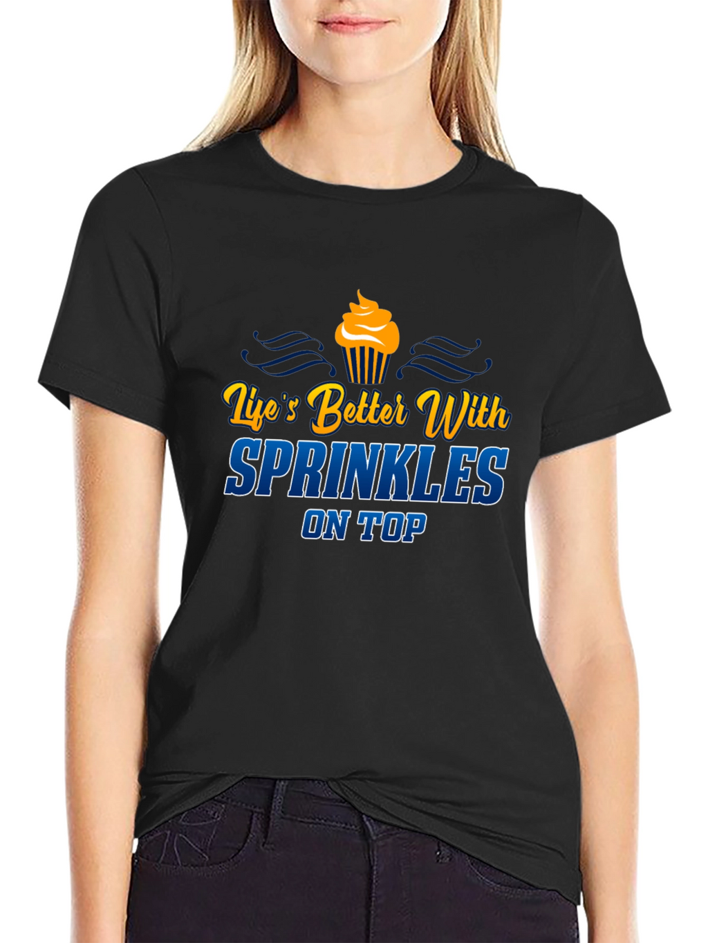 Lifes Better With Sprinkles Black Graphic Tee