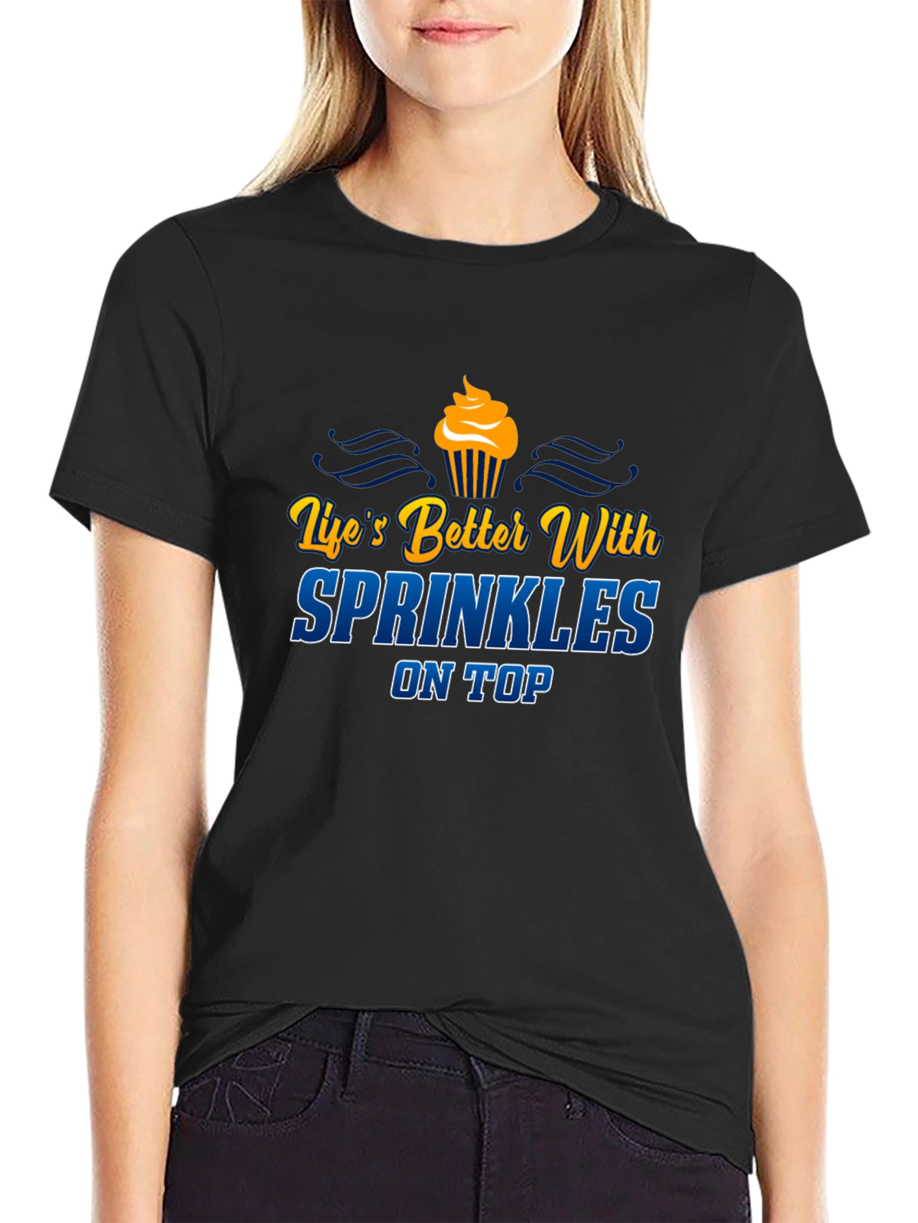 Lifes Better With Sprinkles Black Graphic Tee