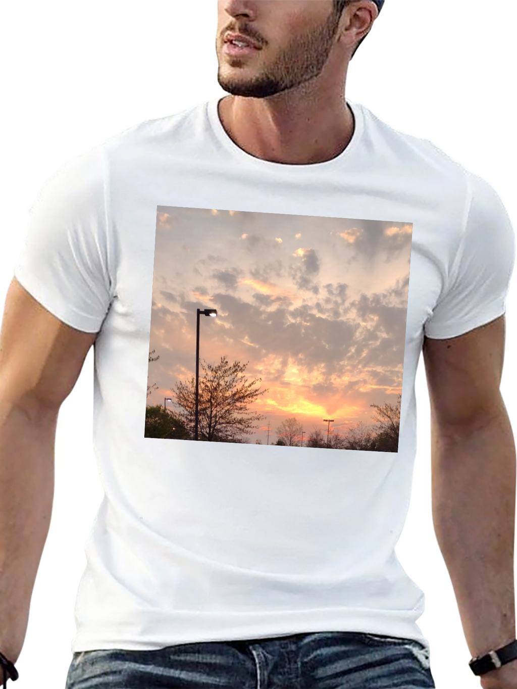 Sunset Sky Graphic Tee - Modern Fit Black T-Shirt