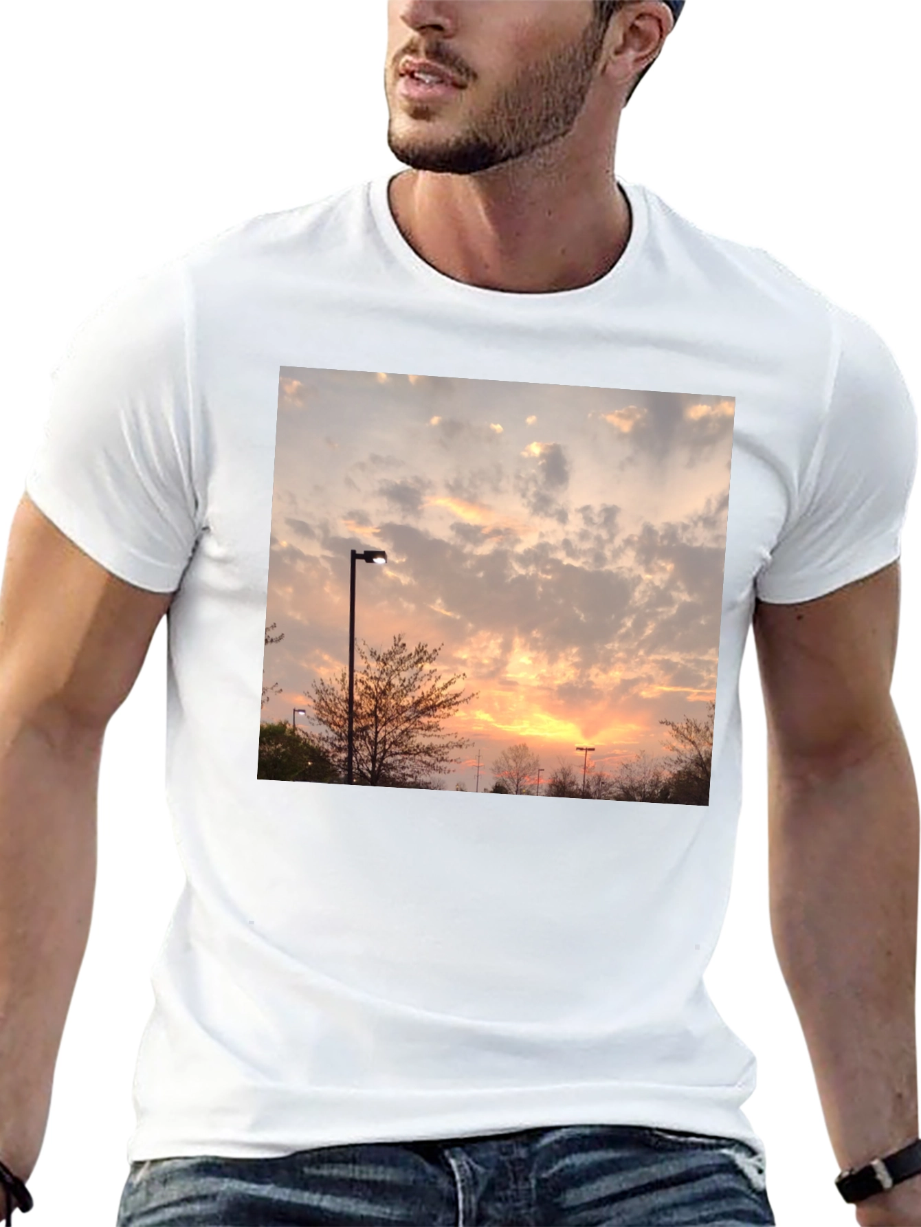 Sunset Sky Graphic Tee - Modern Fit Black T-Shirt