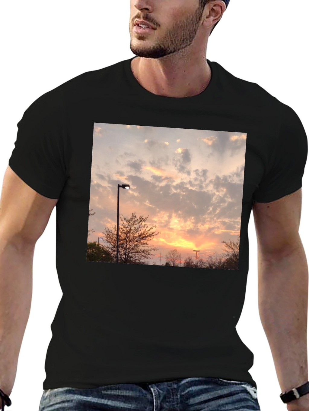 Sunset Sky Graphic Tee - Modern Fit Black T-Shirt