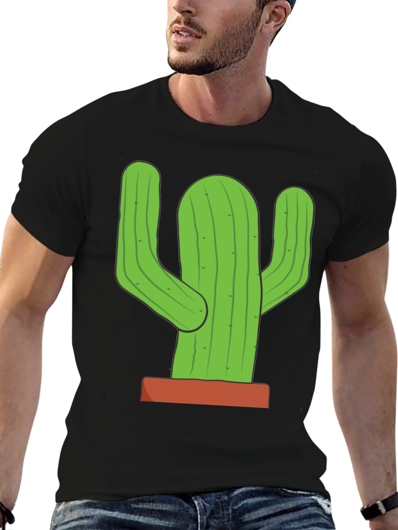 Cactus Graphic T-Shirt - Black Cotton Tee