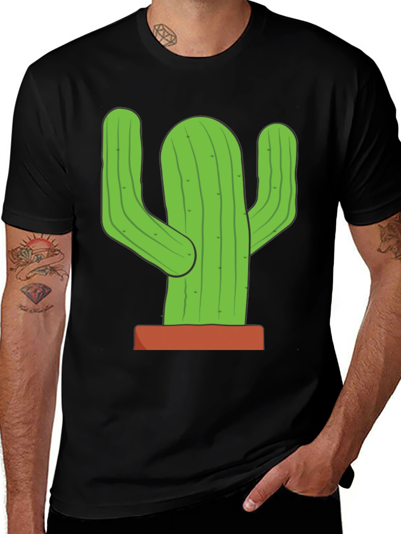Cactus Graphic T-Shirt - Black Cotton Tee