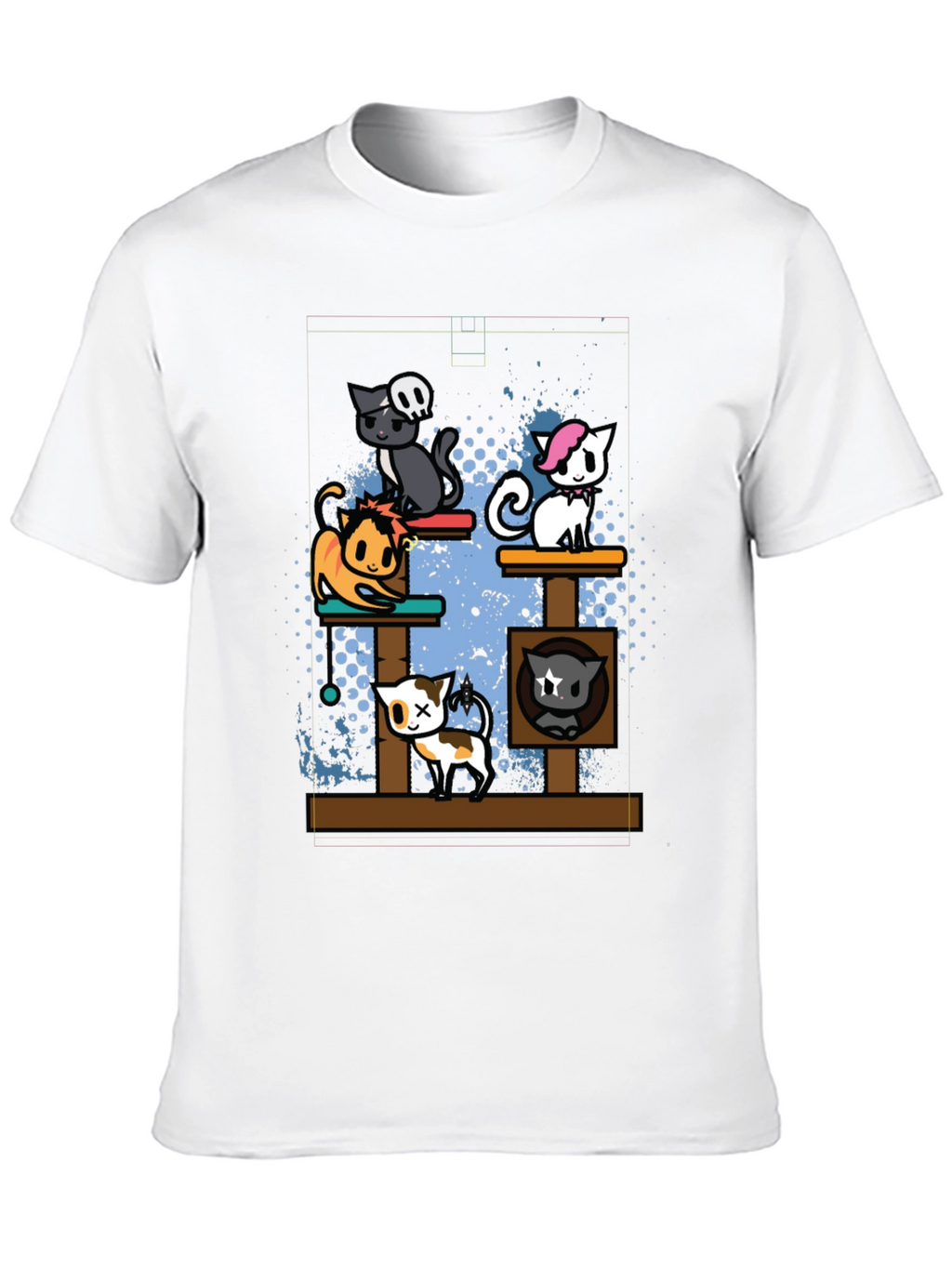 Cartoon Cats Black T-Shirt