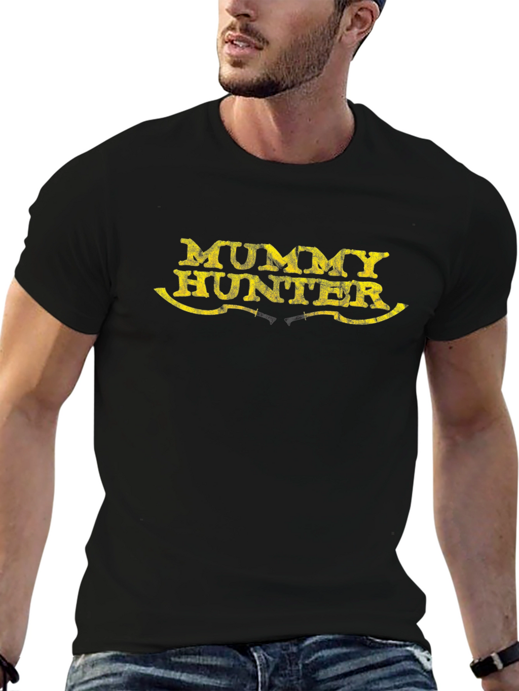 Mummy Hunter Black T-Shirt - Novelty Graphic Tee