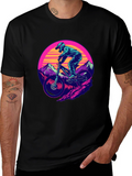 Mountain Biker T-Shirt - Retro Sunset Design