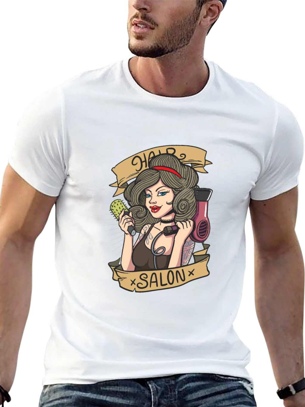 Hair Salon Tattoo Style Graphic T-Shirt