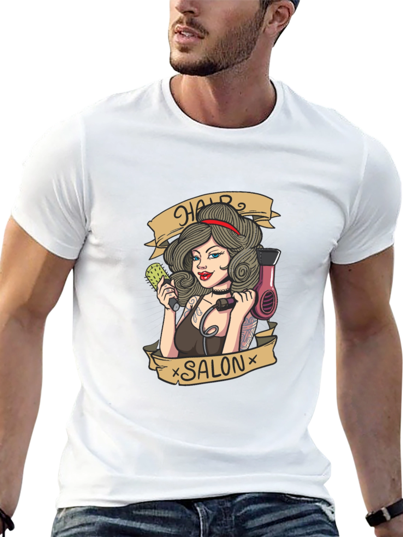 Hair Salon Tattoo Style Graphic T-Shirt