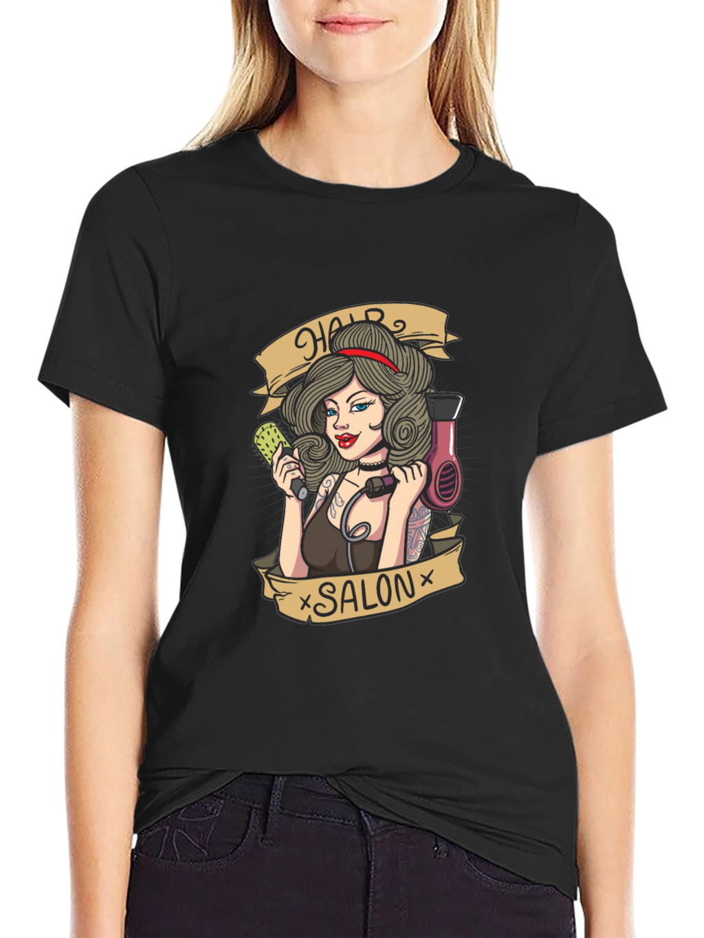 Hair Salon Tattoo Style Graphic T-Shirt