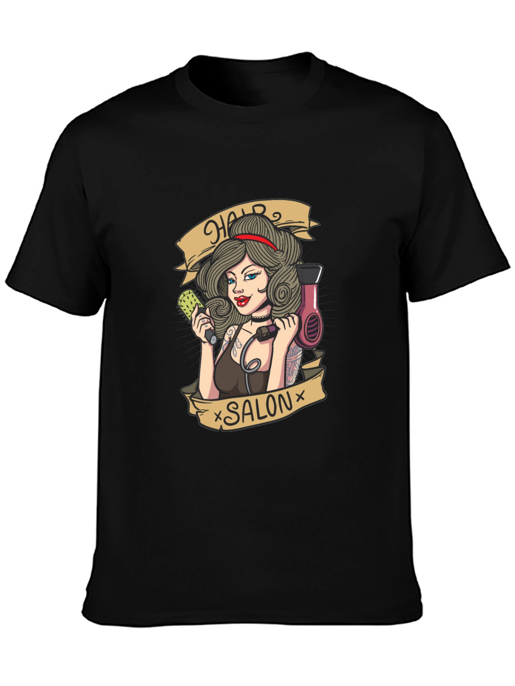 Hair Salon Tattoo Style Graphic T-Shirt