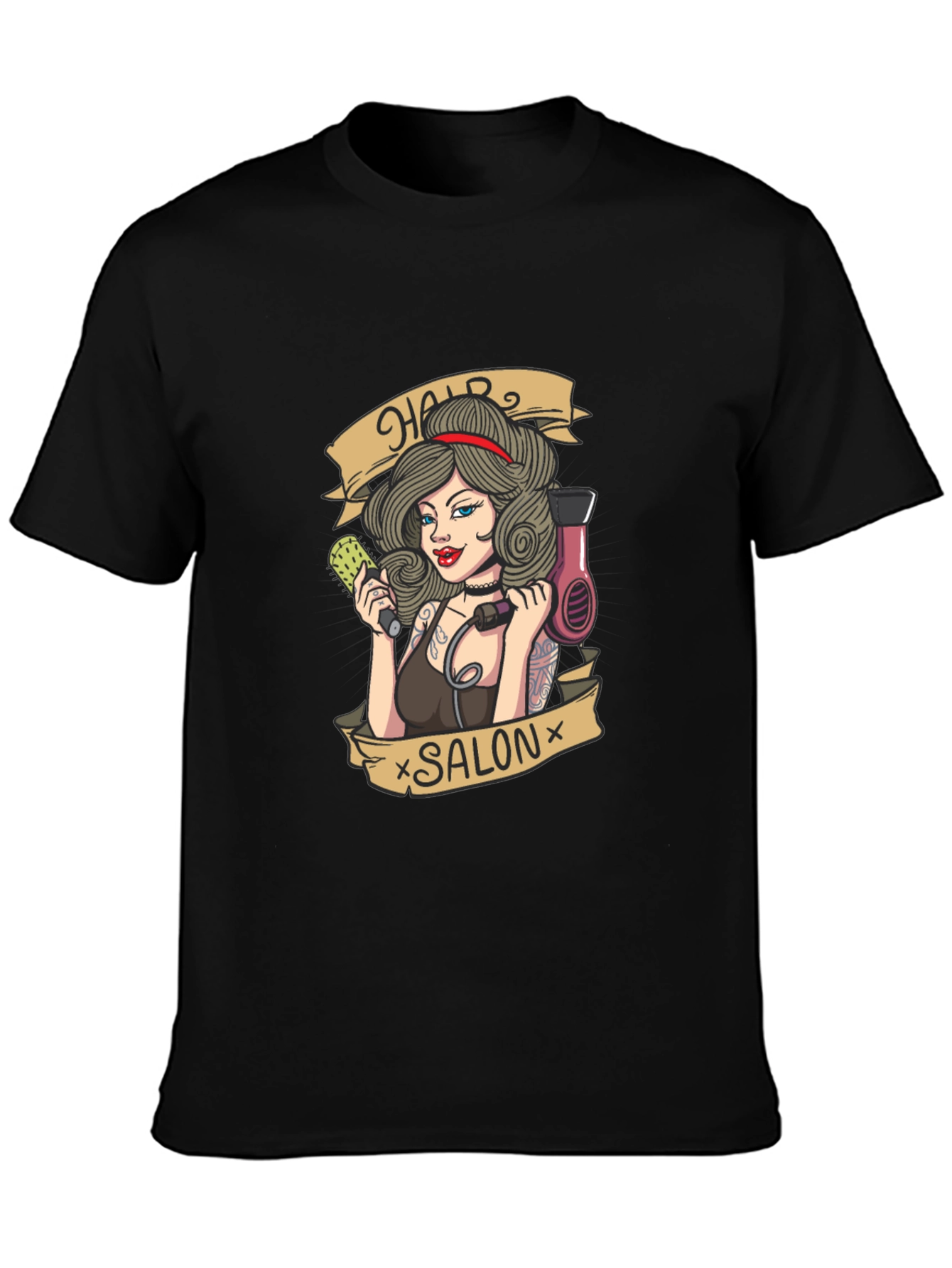 Hair Salon Tattoo Style Graphic T-Shirt