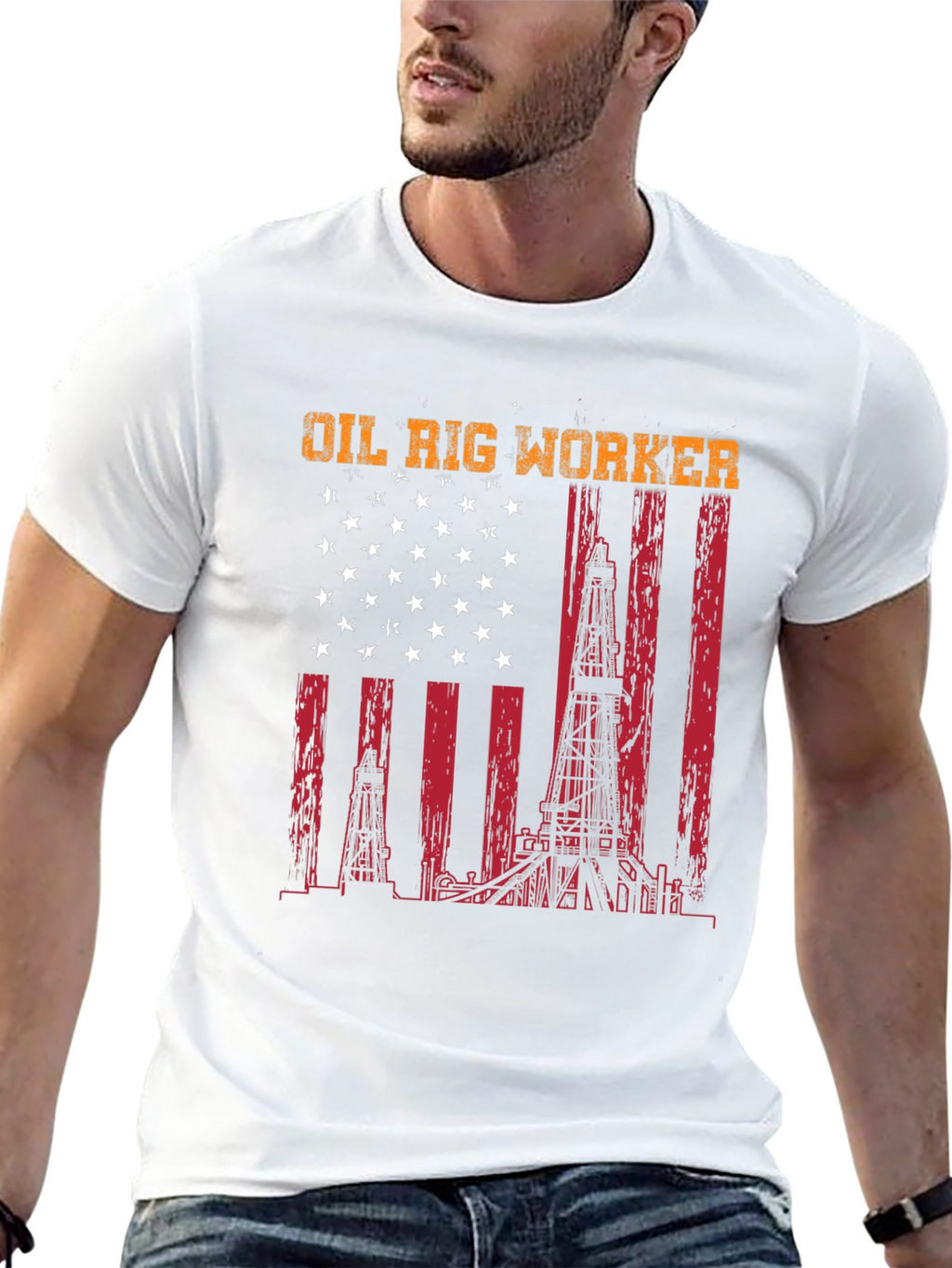Oil Rig Worker American Flag T-Shirt