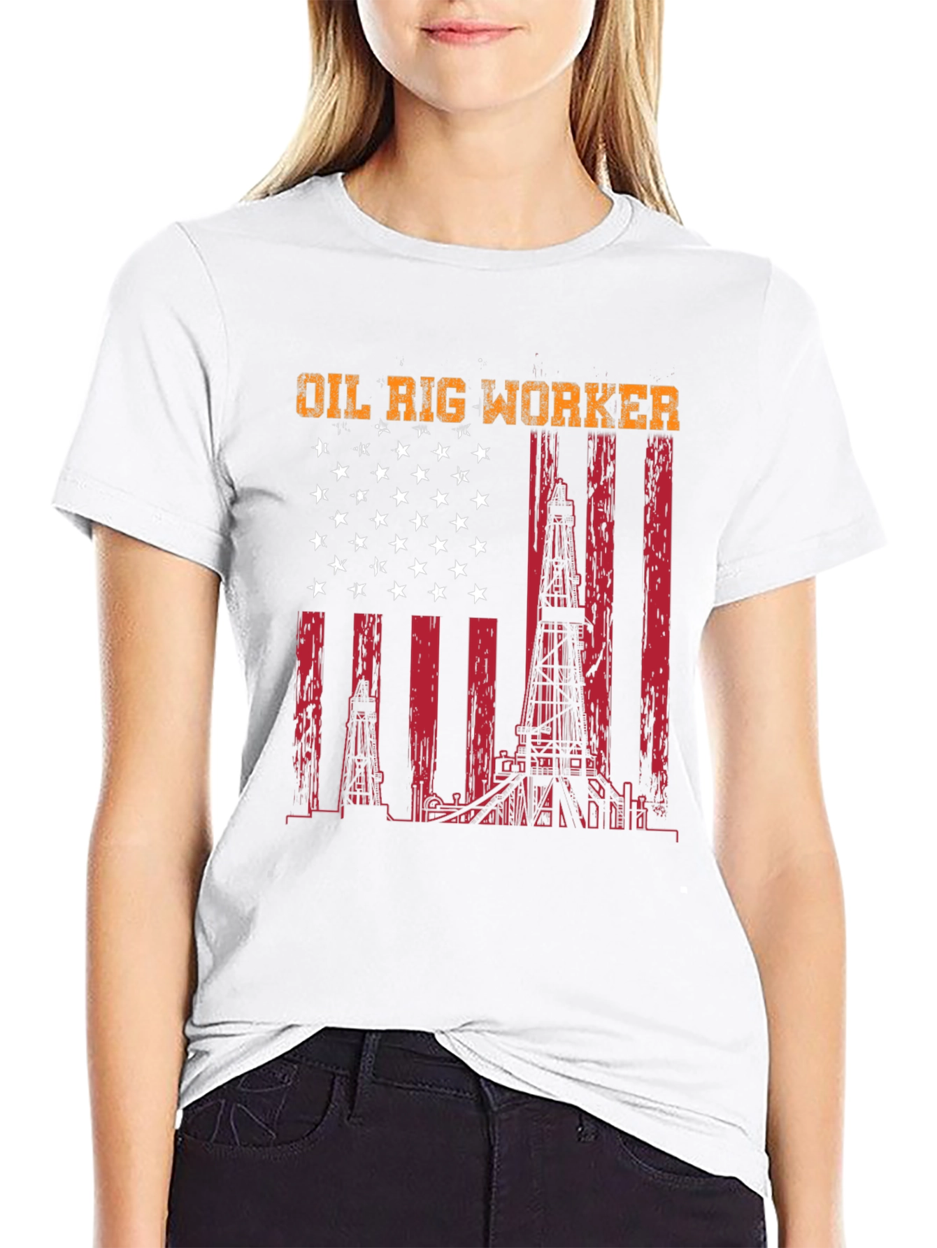 Oil Rig Worker American Flag T-Shirt