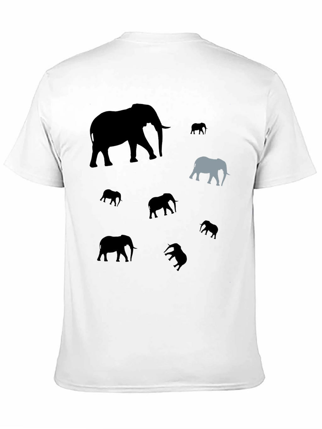 Elephant Pattern Black T-Shirt - Unique Design