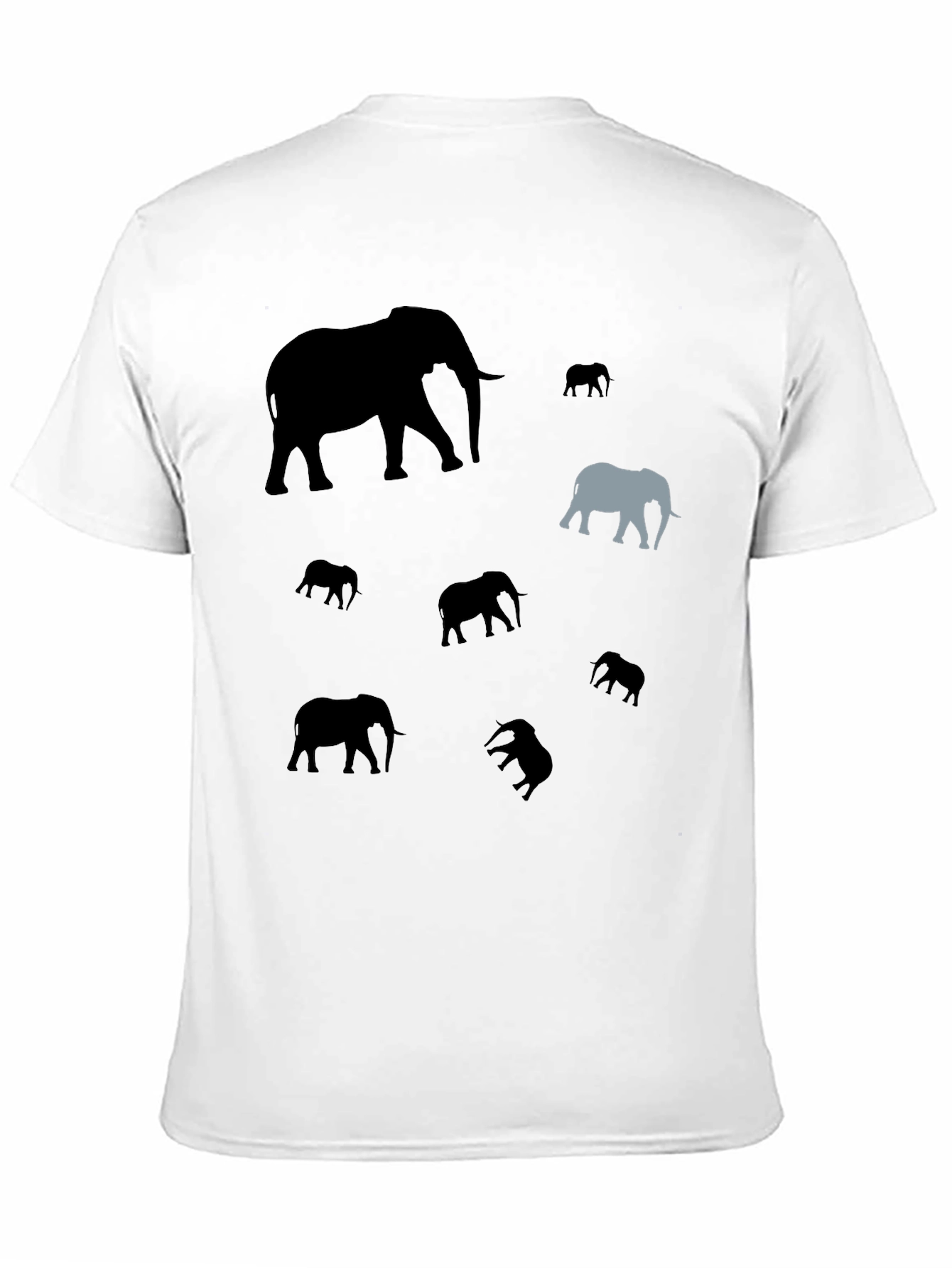 Elephant Pattern Black T-Shirt - Unique Design
