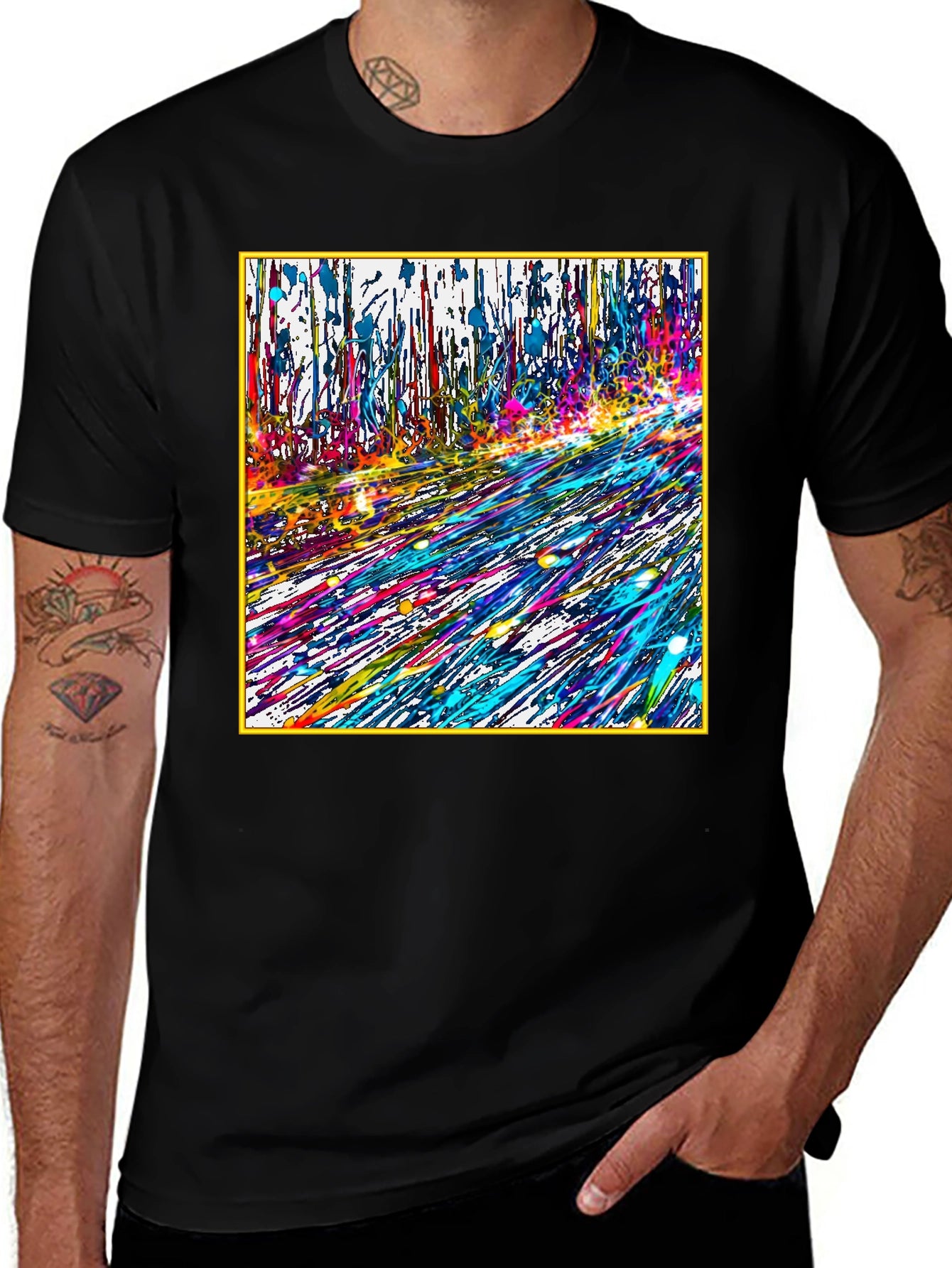 Abstract Art Graphic Tee - Vivid Color Pop