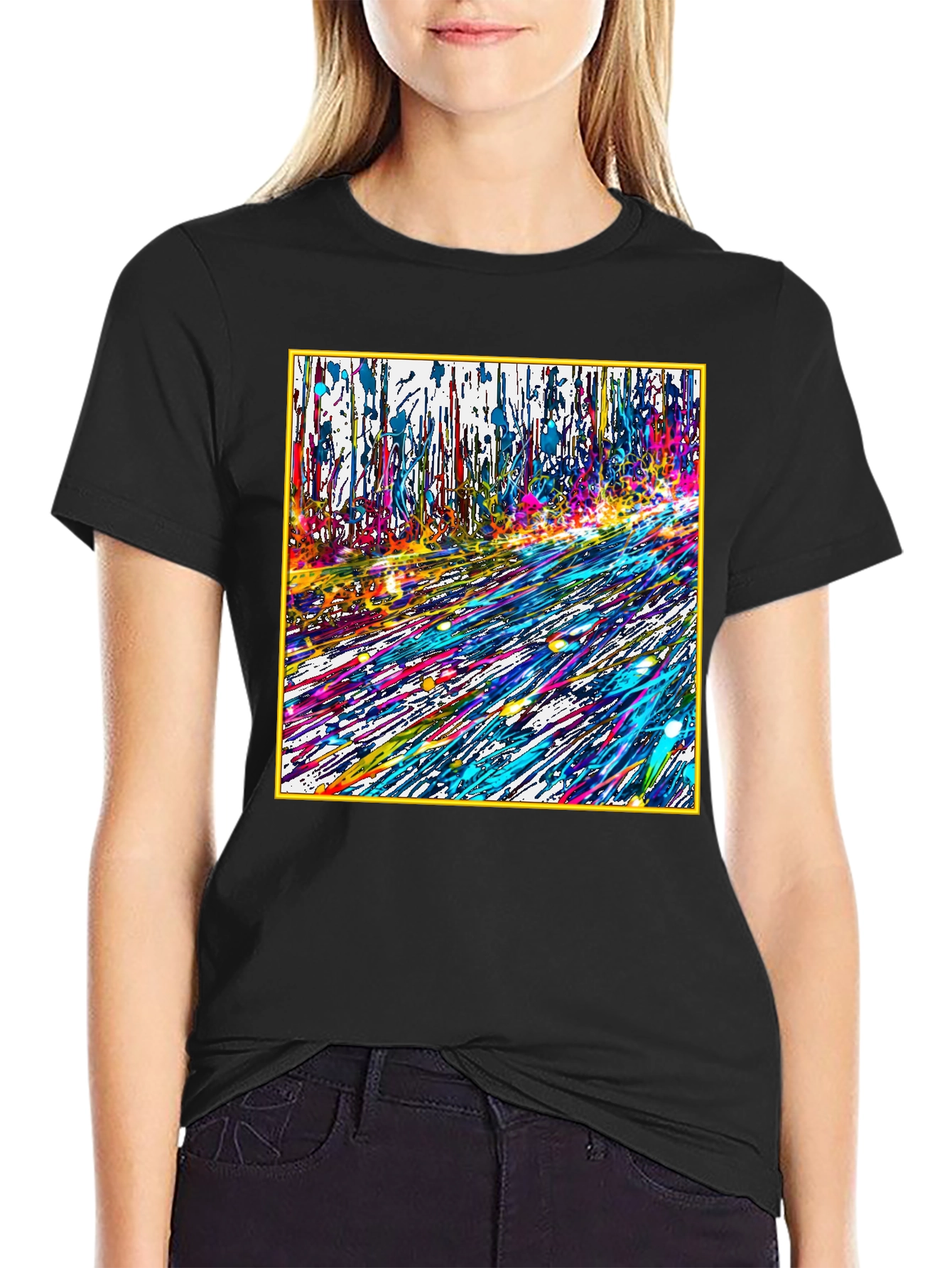 Abstract Art Graphic Tee - Vivid Color Pop