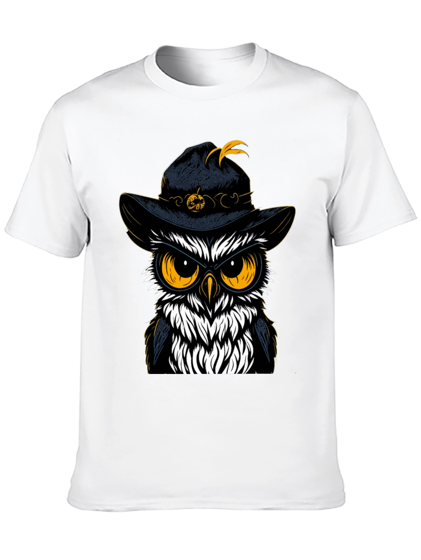 Owl in Hat Graphic Tee - Halloween Style