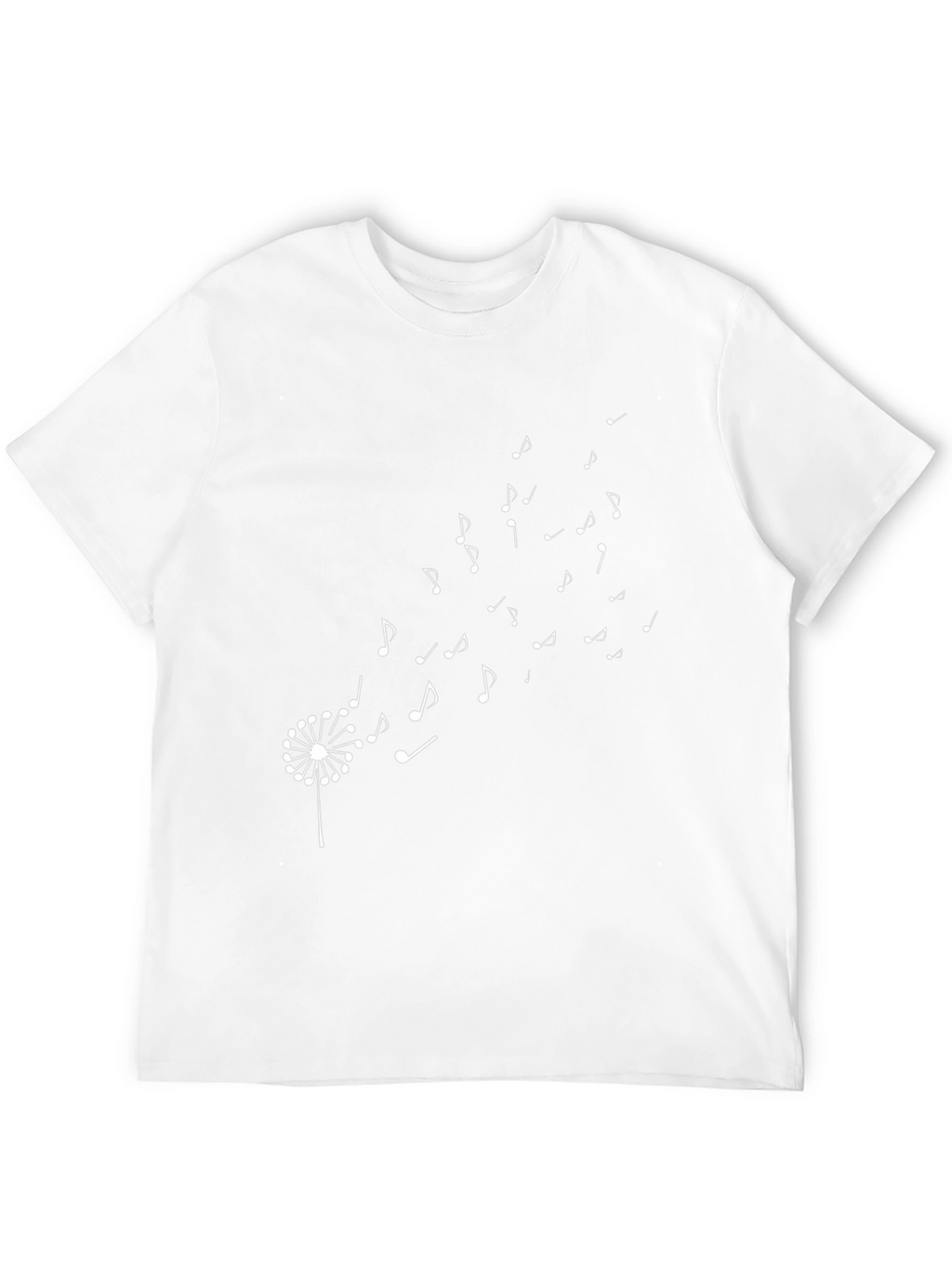 Music Notes Dandelion T-Shirt - Black Cotton Tee