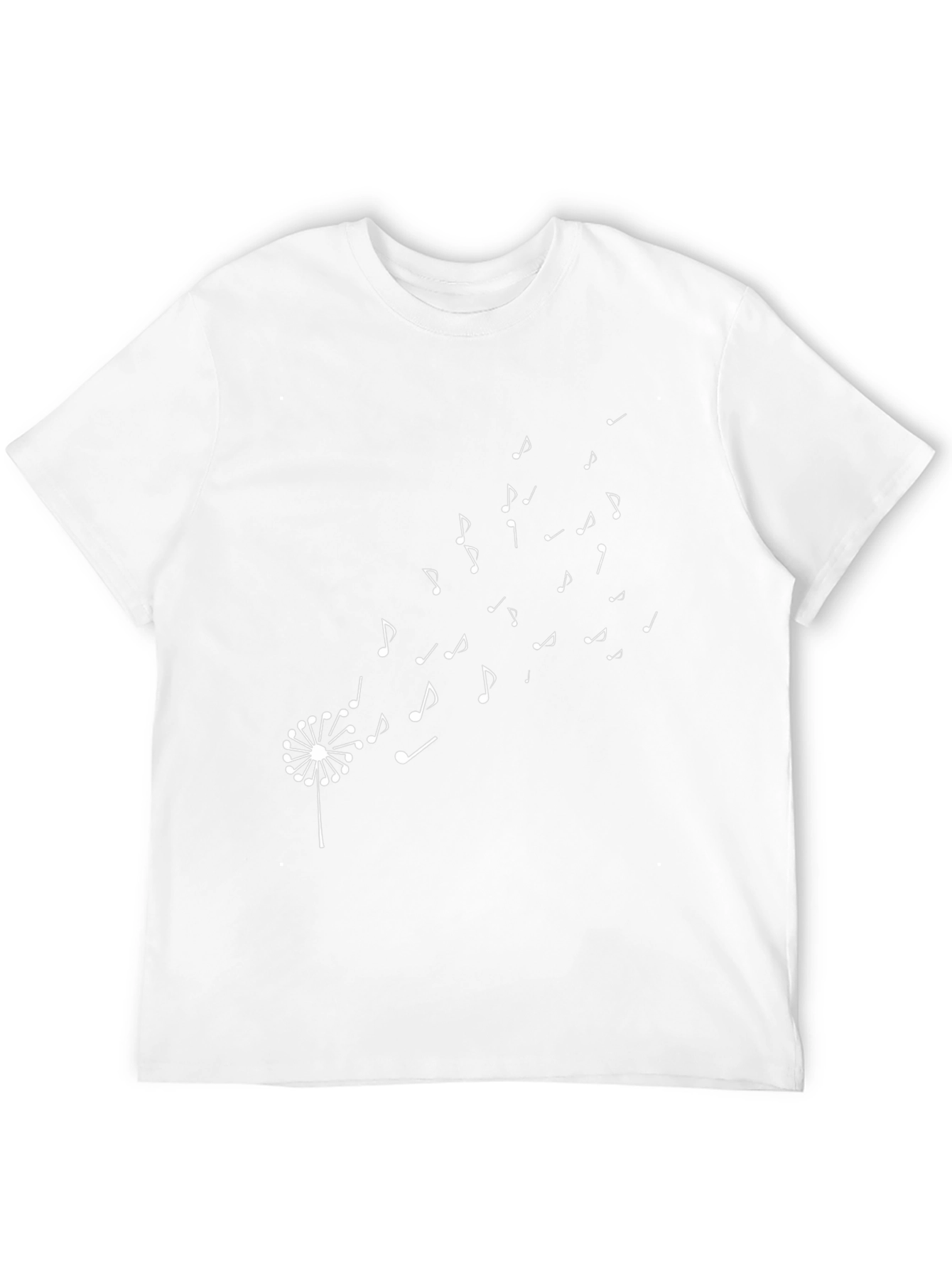 Music Notes Dandelion T-Shirt - Black Cotton Tee
