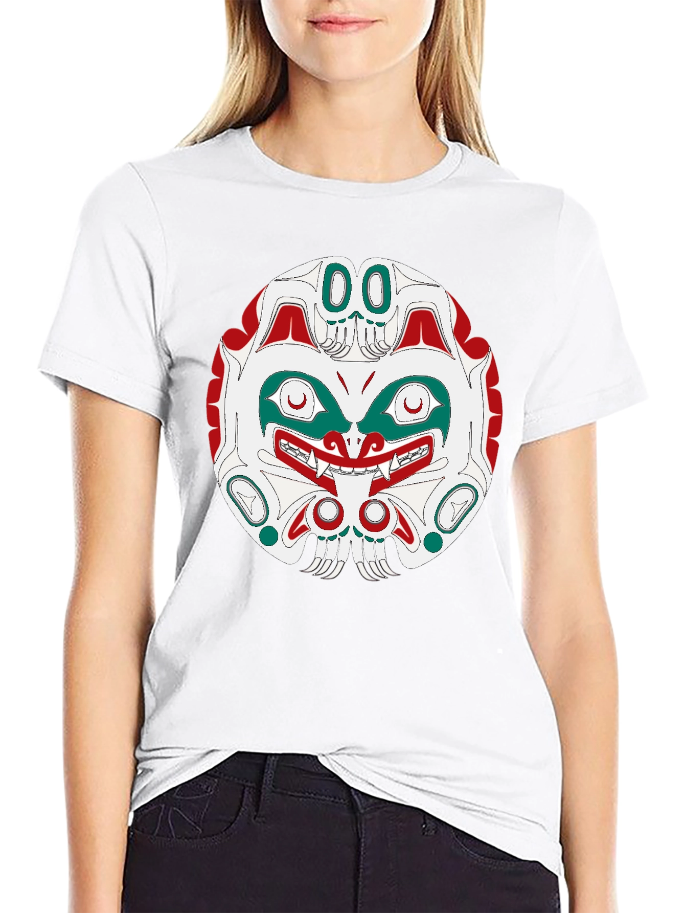 Tribal Mask Graphic Tee - Black