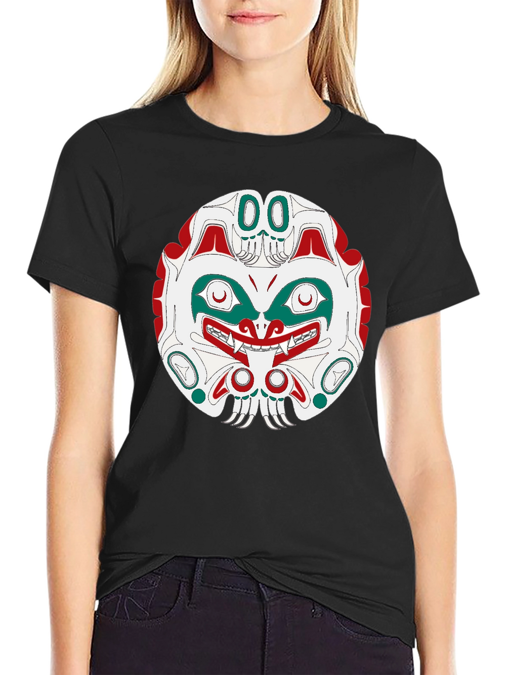 Tribal Mask Graphic Tee - Black