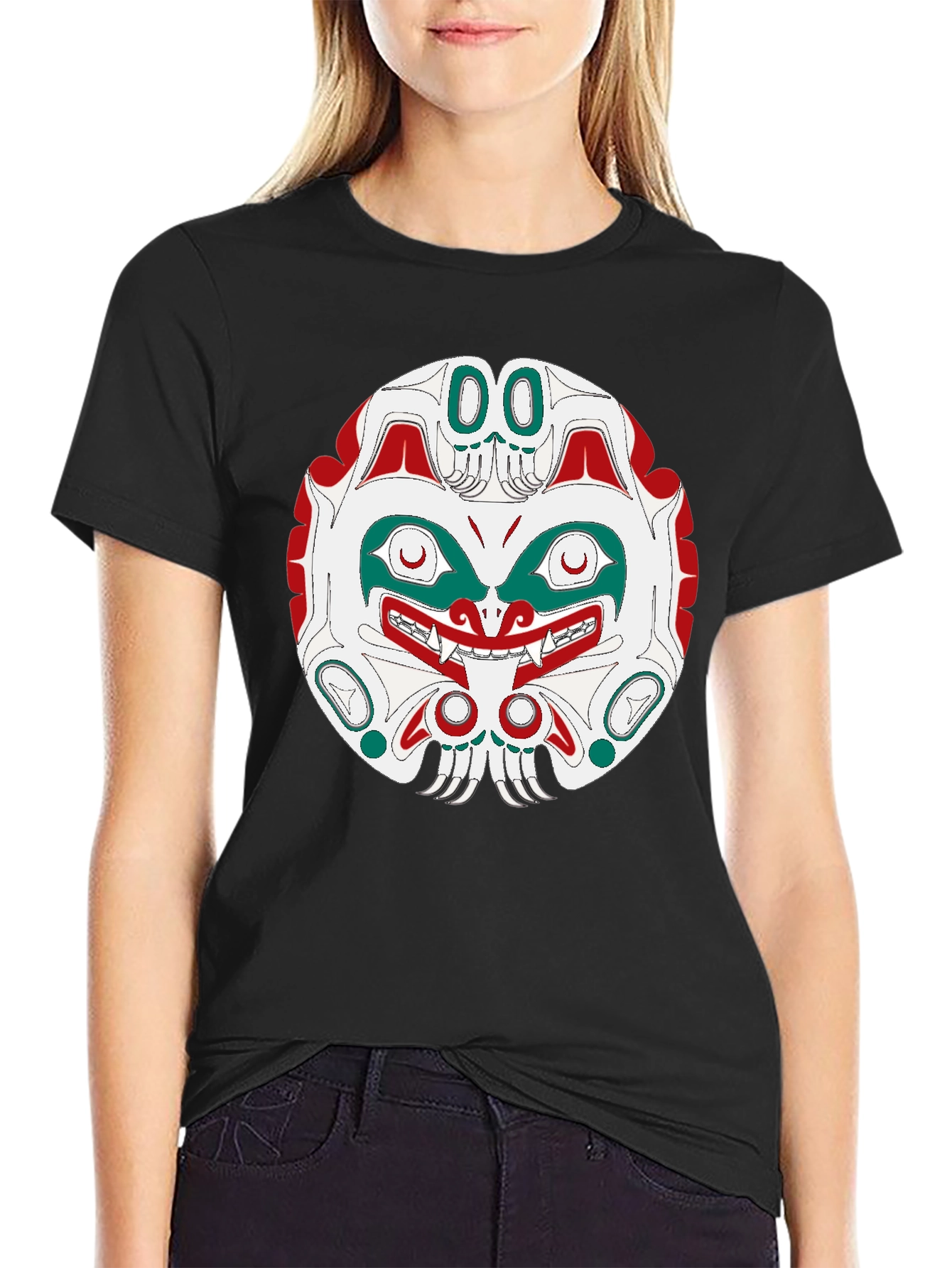 Tribal Mask Graphic Tee - Black