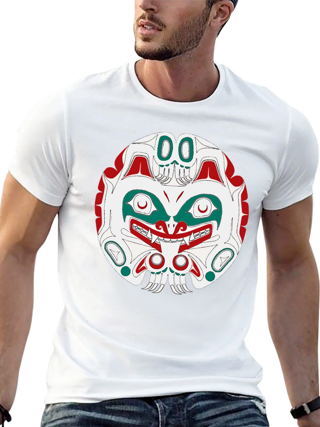 Tribal Mask Graphic Tee - Black