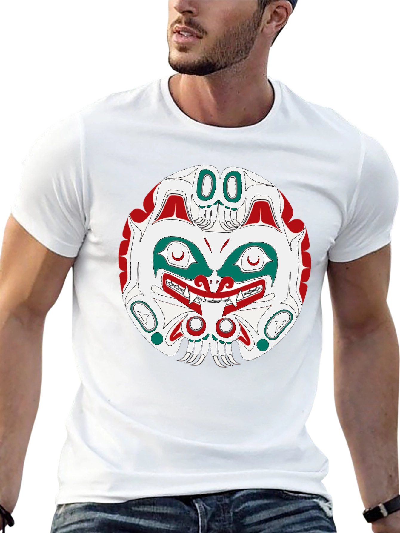Tribal Mask Graphic Tee - Black